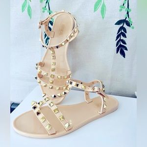 Ann More- beige studded sandals